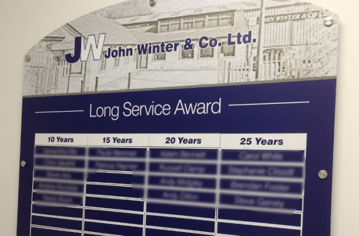 Long Service Award Board