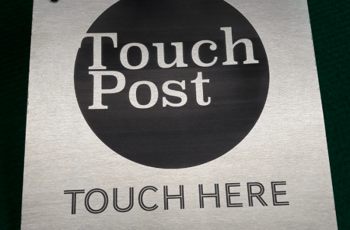 Laser engraved ‘Touch Post’ plates